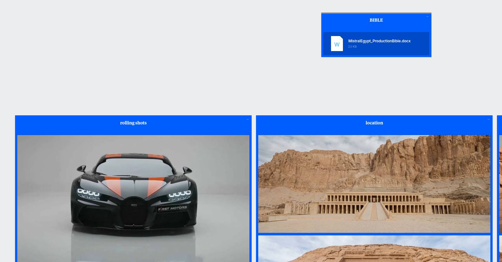 The campaign storyboard on Milanote