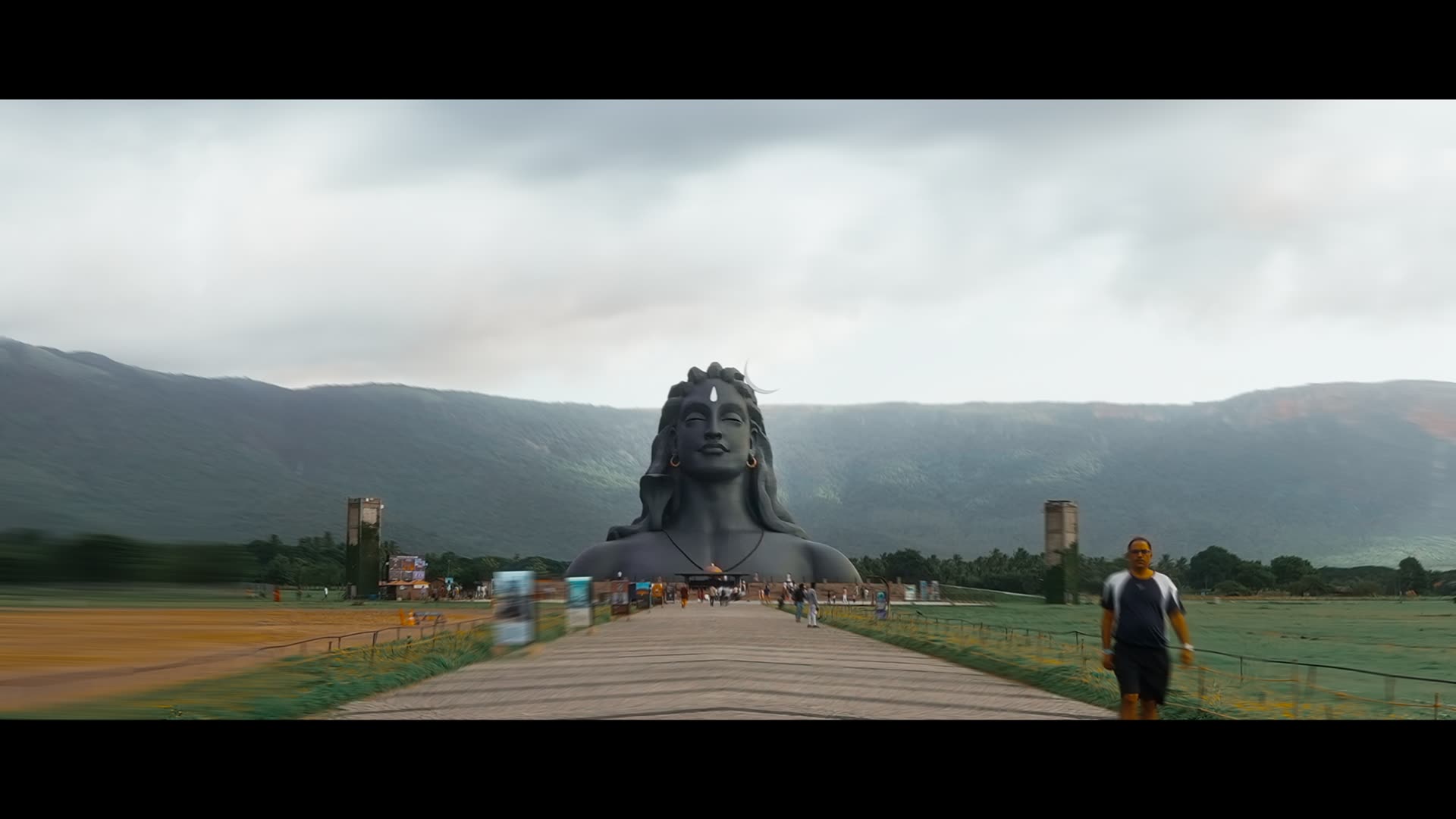 A frame from the Isha Foundation hybrid cut, real footage with AI